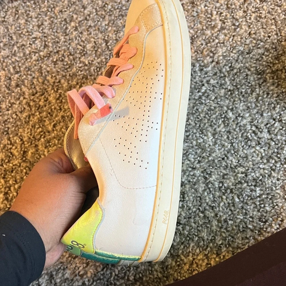 P448 White Sneakers with Pink Laces size 37/6.5 - Picture 5 of 10